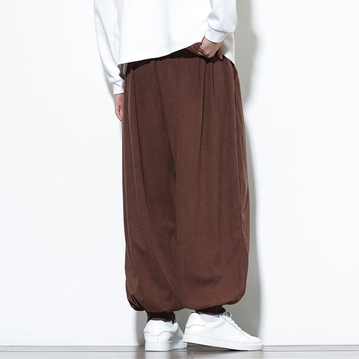 Buddha Stones Fall Plain Drawstring Simple Design Herren Haremshose aus Baumwollcord mit Taschen - image 58