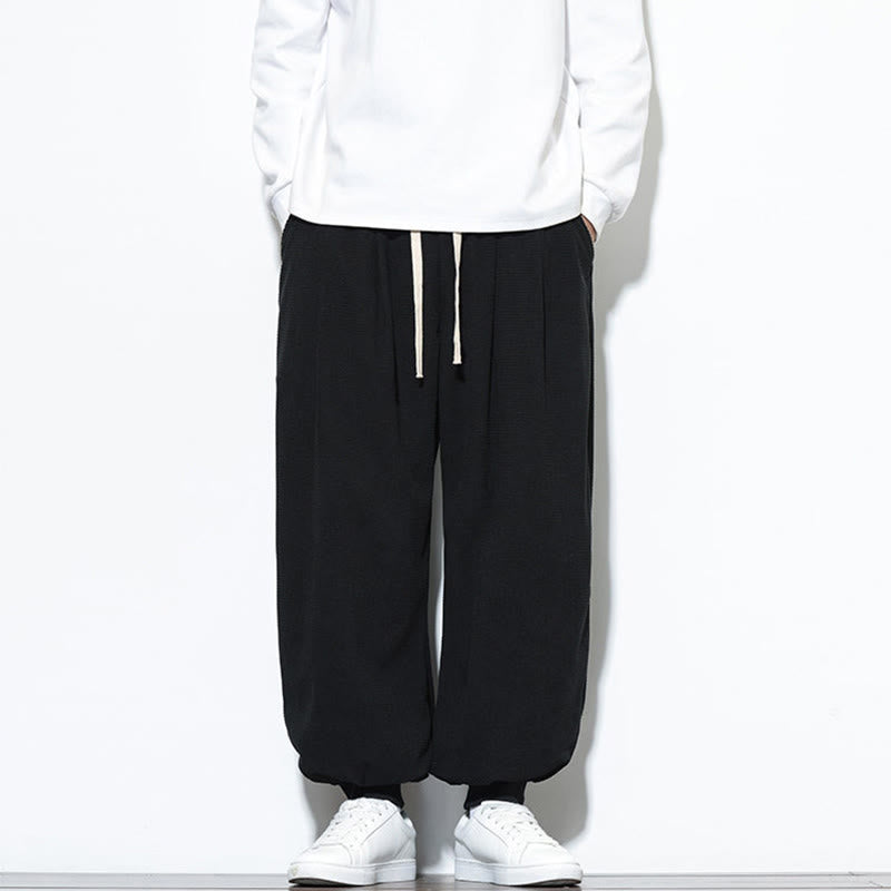 Buddha Stones Fall Plain Drawstring Simple Design Herren Haremshose aus Baumwollcord mit Taschen - image 25