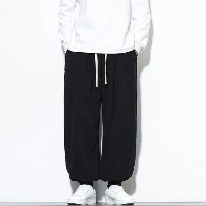 Buddha Stones Fall Plain Drawstring Simple Design Herren Haremshose aus Baumwollcord mit Taschen - image 25