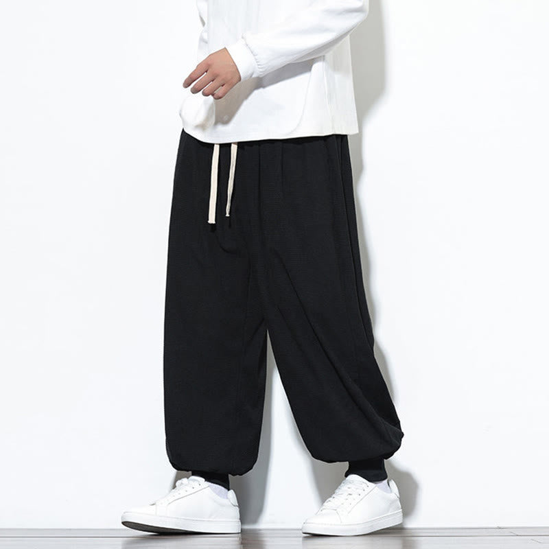 Buddha Stones Fall Plain Drawstring Simple Design Herren Haremshose aus Baumwollcord mit Taschen - image 24