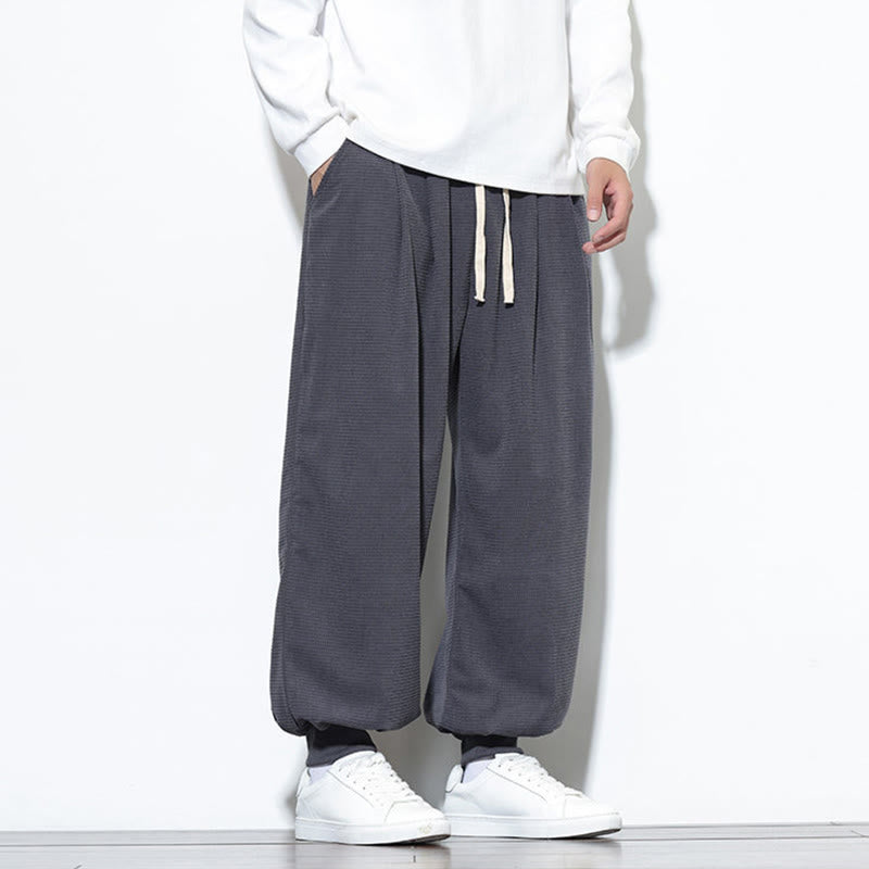 Buddha Stones Fall Plain Drawstring Simple Design Herren Haremshose aus Baumwollcord mit Taschen - image 12