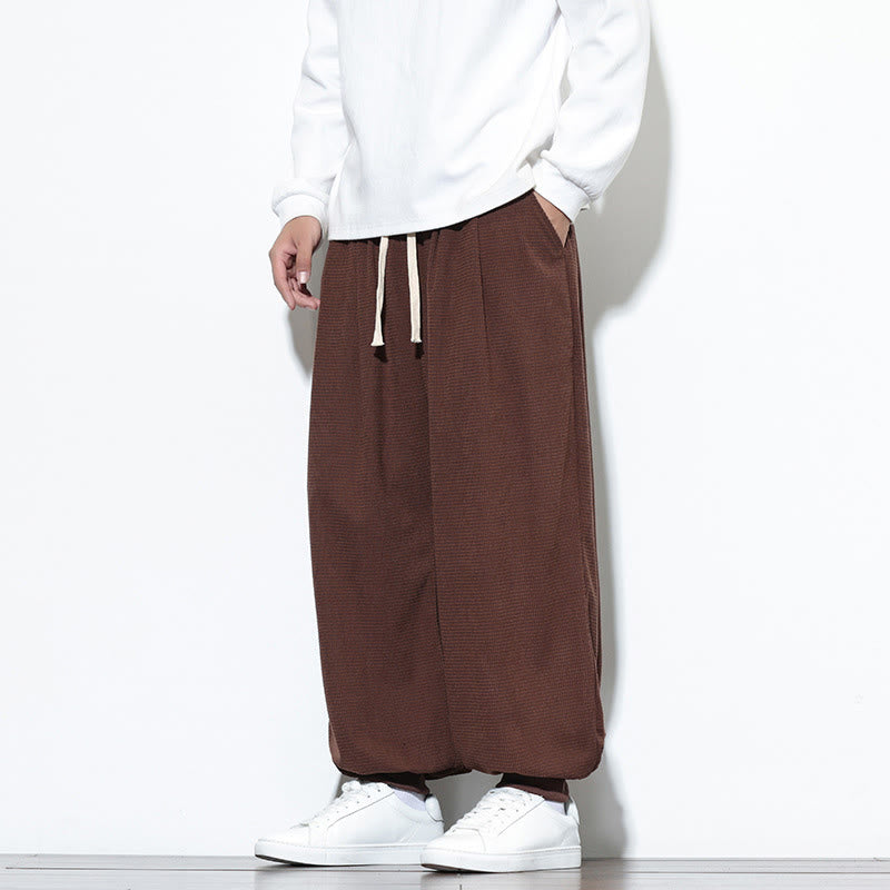 Buddha Stones Fall Plain Drawstring Simple Design Herren Haremshose aus Baumwollcord mit Taschen - image 61