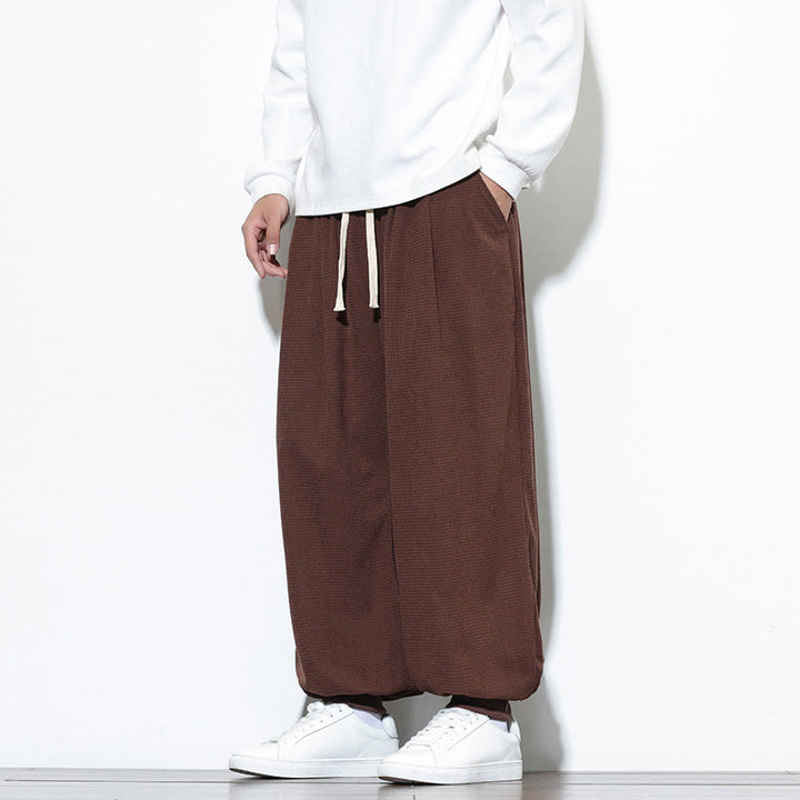 Buddha Stones Fall Plain Drawstring Simple Design Herren Haremshose aus Baumwollcord mit Taschen - image 61