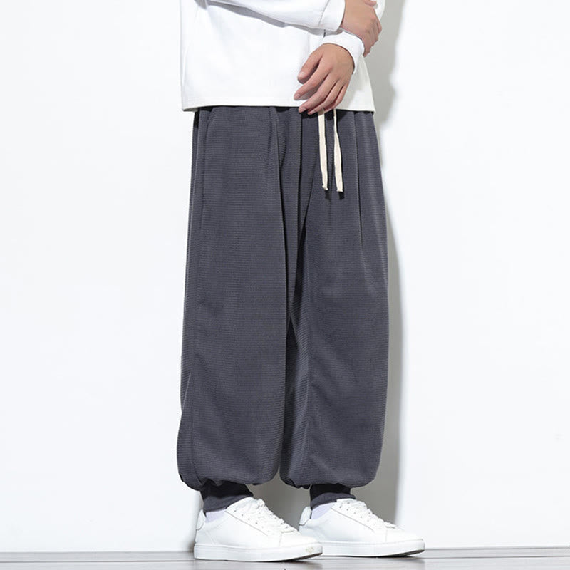 Buddha Stones Fall Plain Drawstring Simple Design Herren Haremshose aus Baumwollcord mit Taschen - image 13