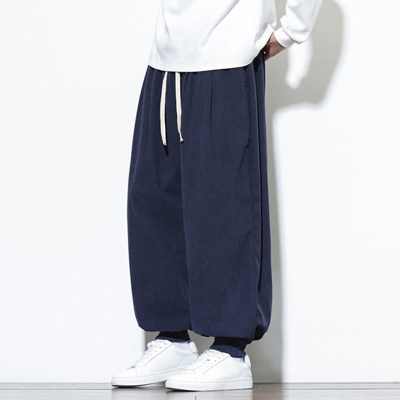 Buddha Stones Fall Plain Drawstring Simple Design Herren Haremshose aus Baumwollcord mit Taschen - image 42