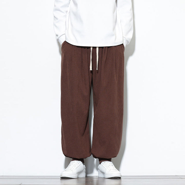 Buddha Stones Fall Plain Drawstring Simple Design Herren Haremshose aus Baumwollcord mit Taschen - Sattelbraun - US/ UK/AU46, EU56 (5XL) - image 56