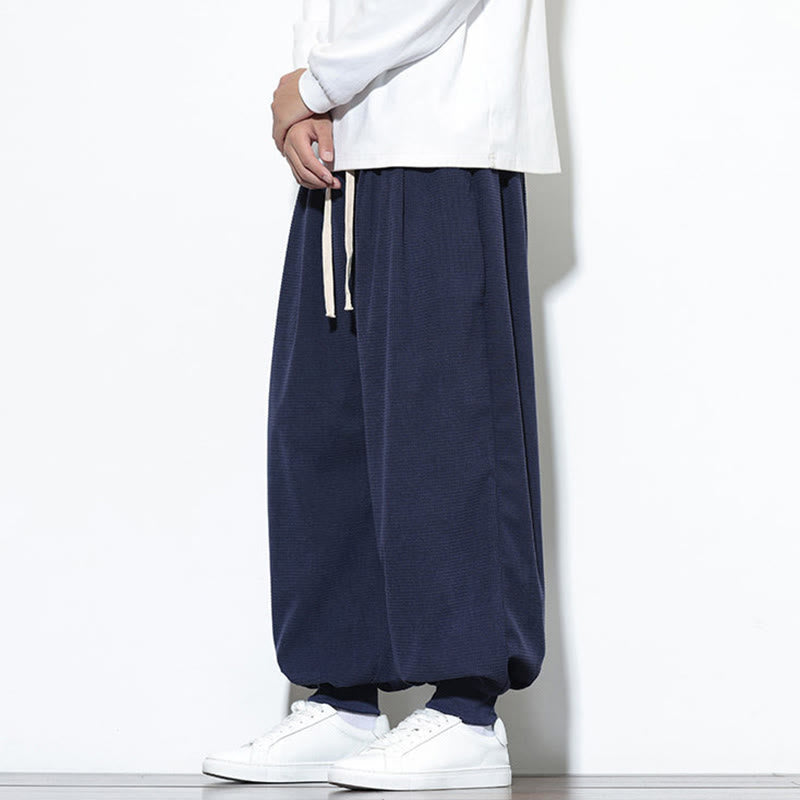 Buddha Stones Fall Plain Drawstring Simple Design Herren Haremshose aus Baumwollcord mit Taschen - image 47