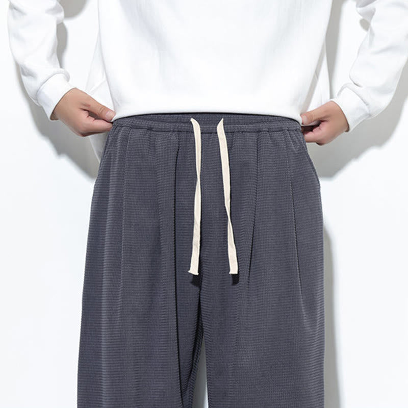 Buddha Stones Fall Plain Drawstring Simple Design Herren Haremshose aus Baumwollcord mit Taschen - image 20