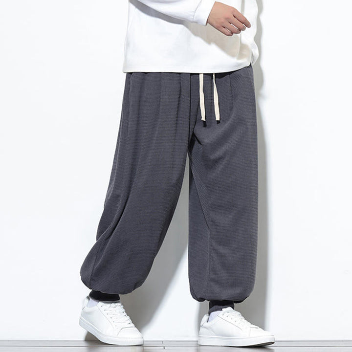 Buddha Stones Fall Plain Drawstring Simple Design Herren Haremshose aus Baumwollcord mit Taschen - image 15