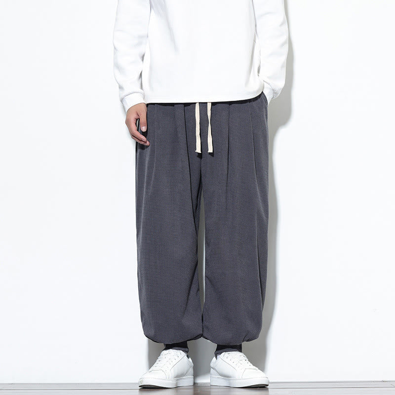 Buddha Stones Fall Plain Drawstring Simple Design Herren Haremshose aus Baumwollcord mit Taschen - HellSchiefergrau - US/ UK/AU46，EU56 (5XL) - image 8