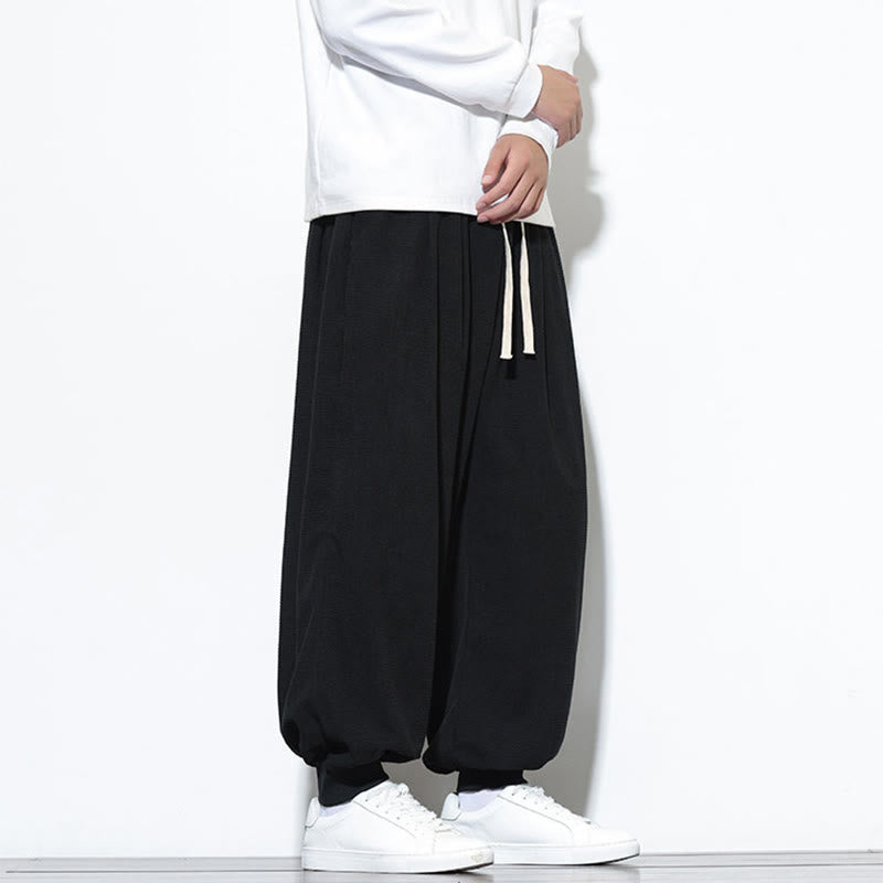 Buddha Stones Fall Plain Drawstring Simple Design Herren Haremshose aus Baumwollcord mit Taschen - image 27
