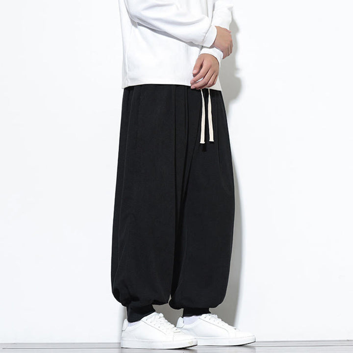 Buddha Stones Fall Plain Drawstring Simple Design Herren Haremshose aus Baumwollcord mit Taschen - image 27