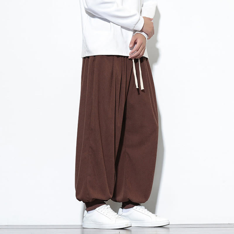 Buddha Stones Fall Plain Drawstring Simple Design Herren Haremshose aus Baumwollcord mit Taschen - image 63