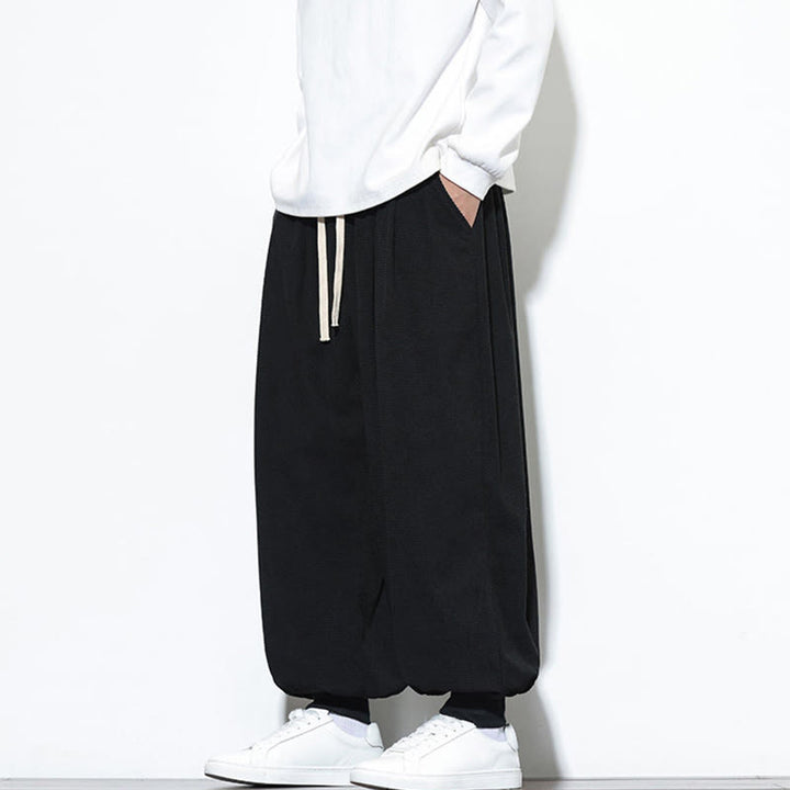Buddha Stones Fall Plain Drawstring Simple Design Herren Haremshose aus Baumwollcord mit Taschen - image 22