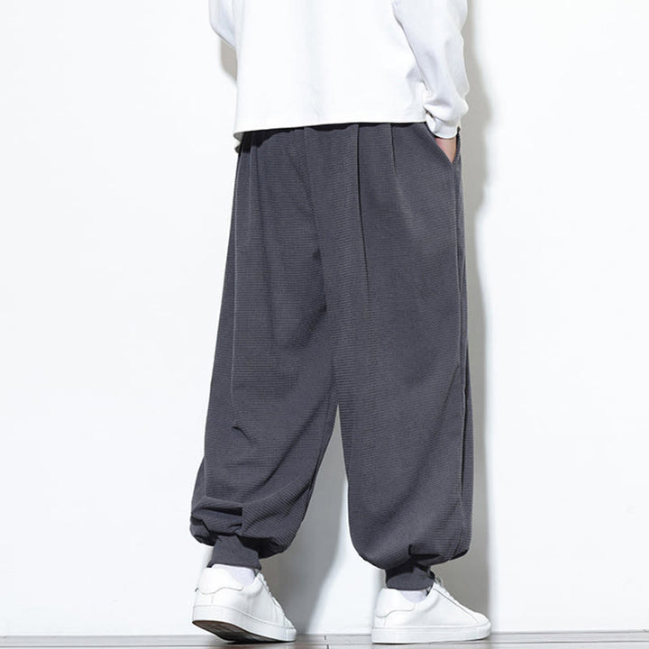 Buddha Stones Fall Plain Drawstring Simple Design Herren Haremshose aus Baumwollcord mit Taschen - image 11