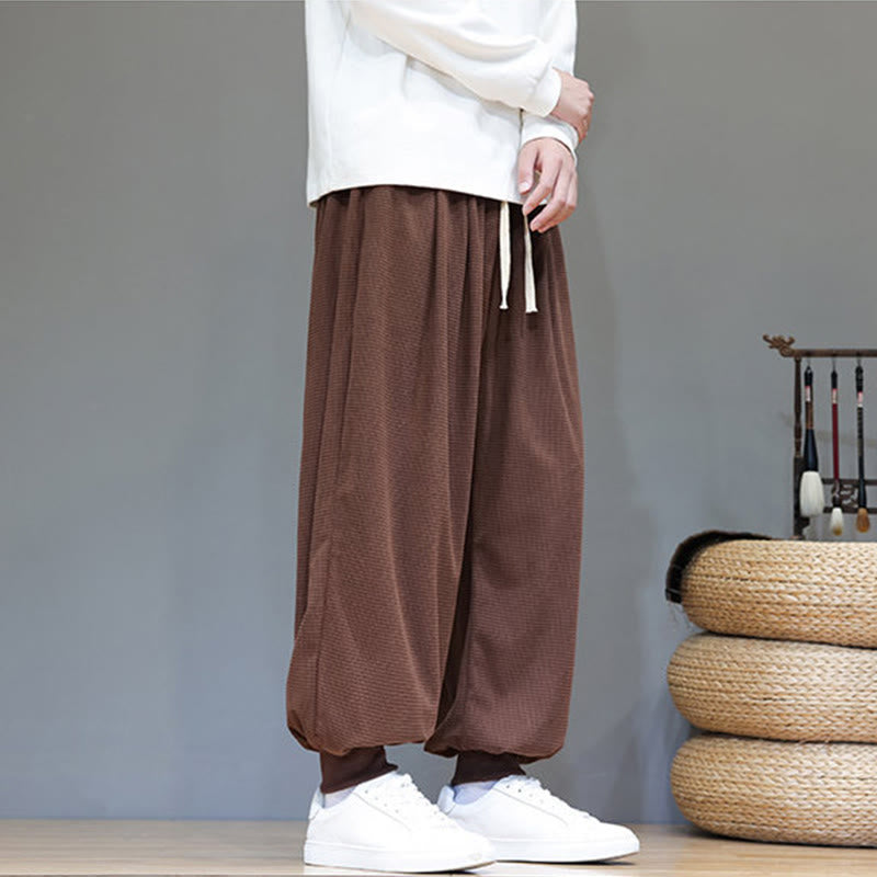 Buddha Stones Fall Plain Drawstring Simple Design Herren Haremshose aus Baumwollcord mit Taschen - image 68