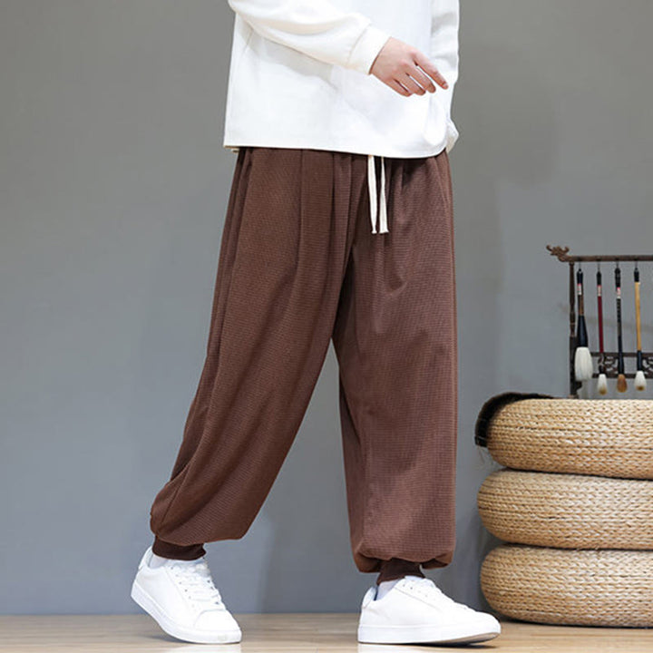 Buddha Stones Fall Plain Drawstring Simple Design Herren Haremshose aus Baumwollcord mit Taschen - image 66