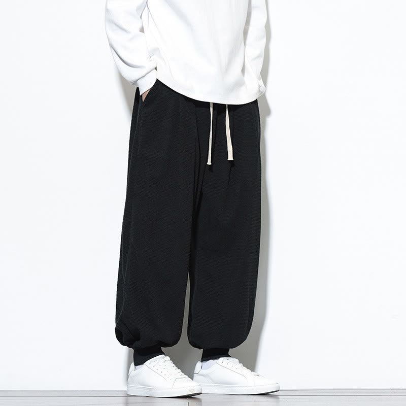 Buddha Stones Fall Plain Drawstring Simple Design Herren Haremshose aus Baumwollcord mit Taschen - image 29