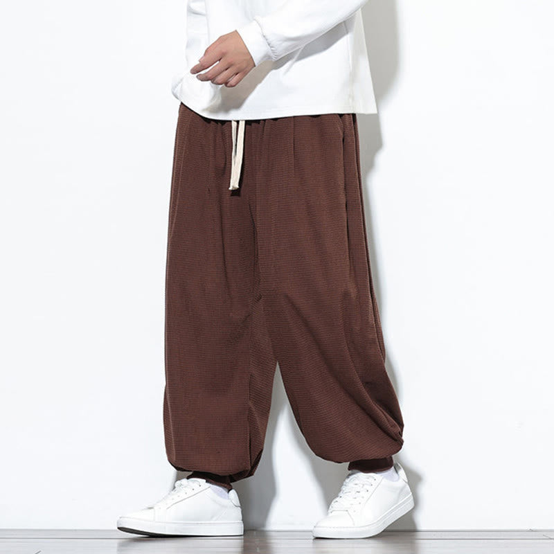 Buddha Stones Fall Plain Drawstring Simple Design Herren Haremshose aus Baumwollcord mit Taschen - image 59