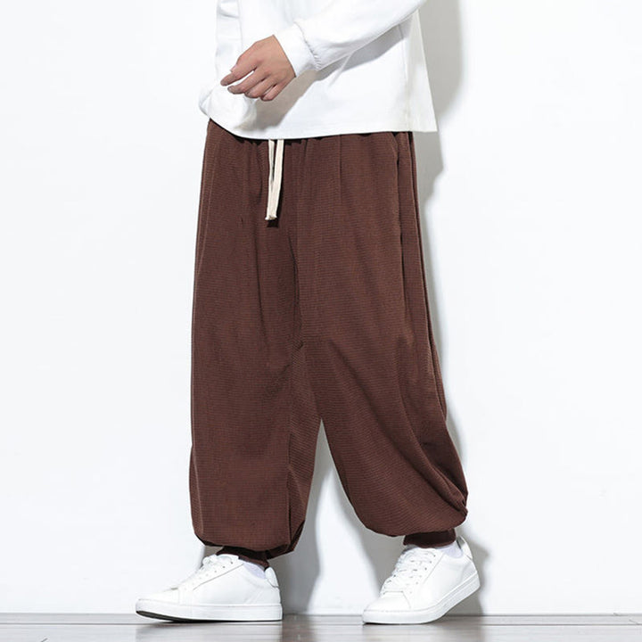 Buddha Stones Fall Plain Drawstring Simple Design Herren Haremshose aus Baumwollcord mit Taschen - image 59