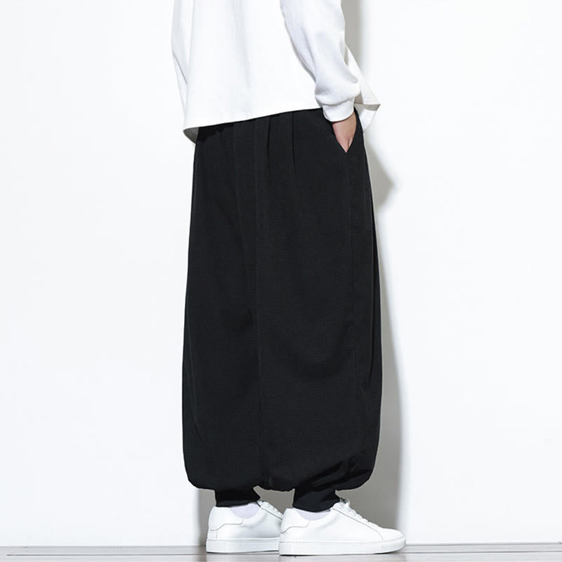 Buddha Stones Fall Plain Drawstring Simple Design Herren Haremshose aus Baumwollcord mit Taschen - image 23