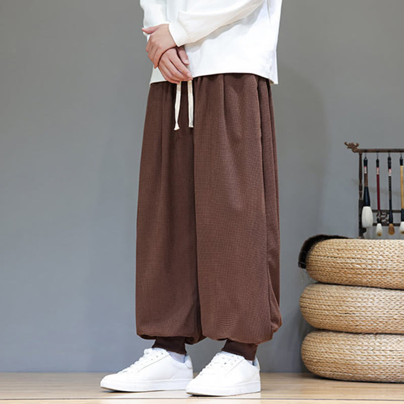 Buddha Stones Fall Plain Drawstring Simple Design Herren Haremshose aus Baumwollcord mit Taschen - image 67