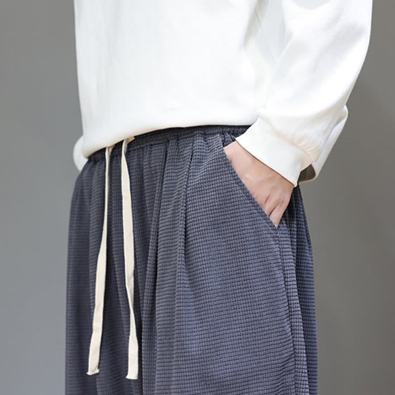 Buddha Stones Fall Plain Drawstring Simple Design Herren Haremshose aus Baumwollcord mit Taschen - image 18