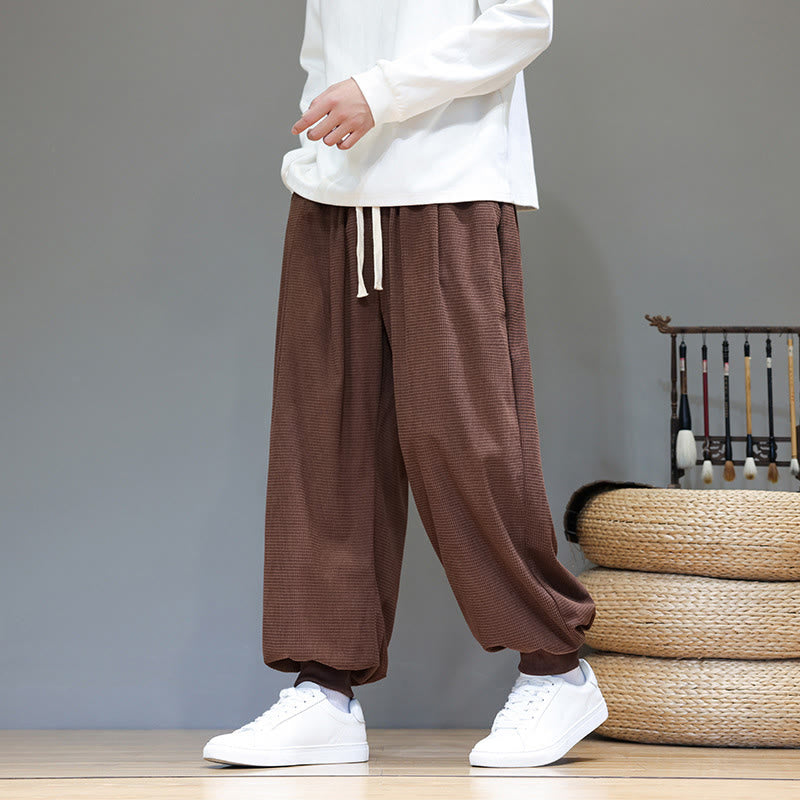 Buddha Stones Fall Plain Drawstring Simple Design Herren Haremshose aus Baumwollcord mit Taschen - image 65