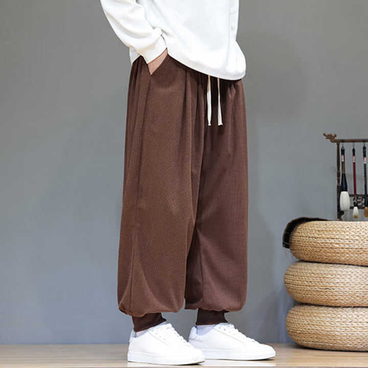 Buddha Stones Fall Plain Drawstring Simple Design Herren Haremshose aus Baumwollcord mit Taschen - image 69