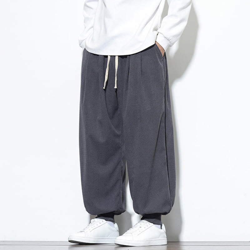 Buddha Stones Fall Plain Drawstring Simple Design Herren Haremshose aus Baumwollcord mit Taschen - image 9