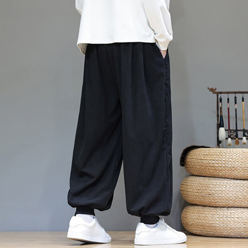 Buddha Stones Fall Plain Drawstring Simple Design Herren Haremshose aus Baumwollcord mit Taschen - image 37