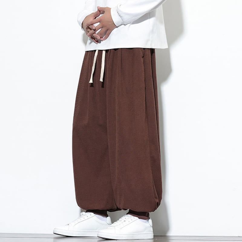 Buddha Stones Fall Plain Drawstring Simple Design Herren Haremshose aus Baumwollcord mit Taschen - image 62