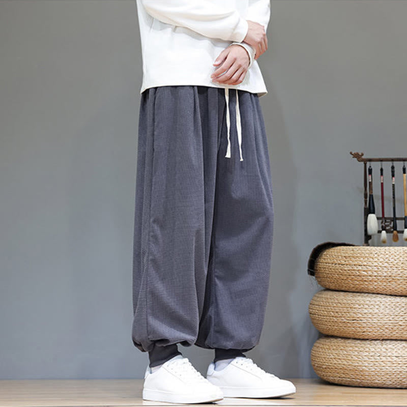 Buddha Stones Fall Plain Drawstring Simple Design Herren Haremshose aus Baumwollcord mit Taschen - image 4