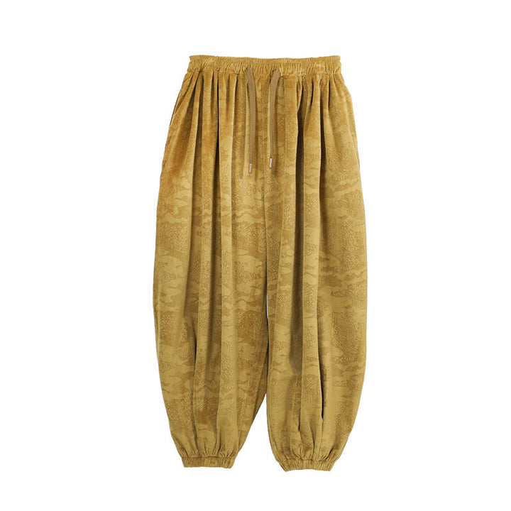 Buddha Stones Fall Plain Jacquard Design Kordelzug Herren Haremshose mit Taschen - image 7