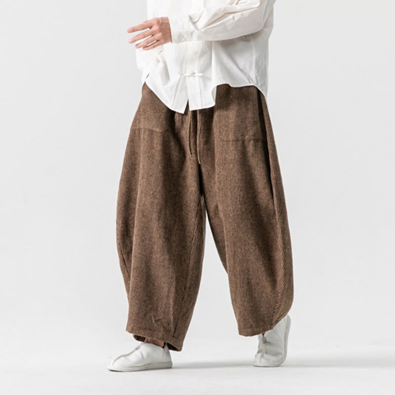 Buddha Stones Daily Herrenhose aus Baumwolle mit weitem Bein und Taschen, einfarbig, Kordelzug-Design - image 17