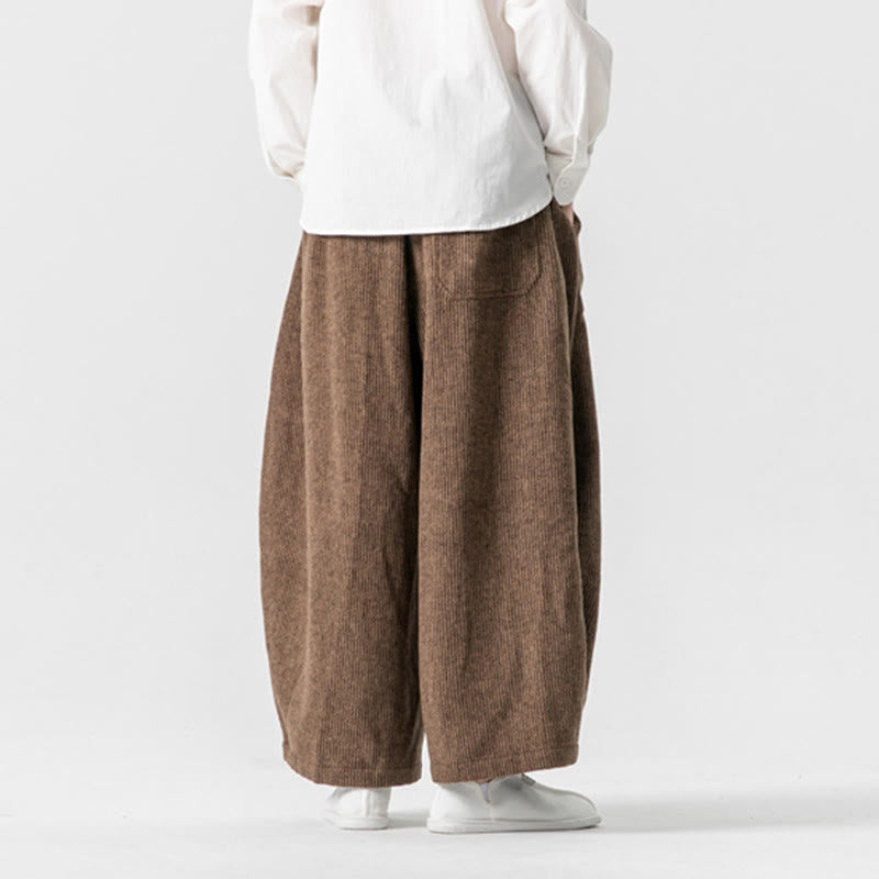 Buddha Stones Daily Herrenhose aus Baumwolle mit weitem Bein und Taschen, einfarbig, Kordelzug-Design - image 12