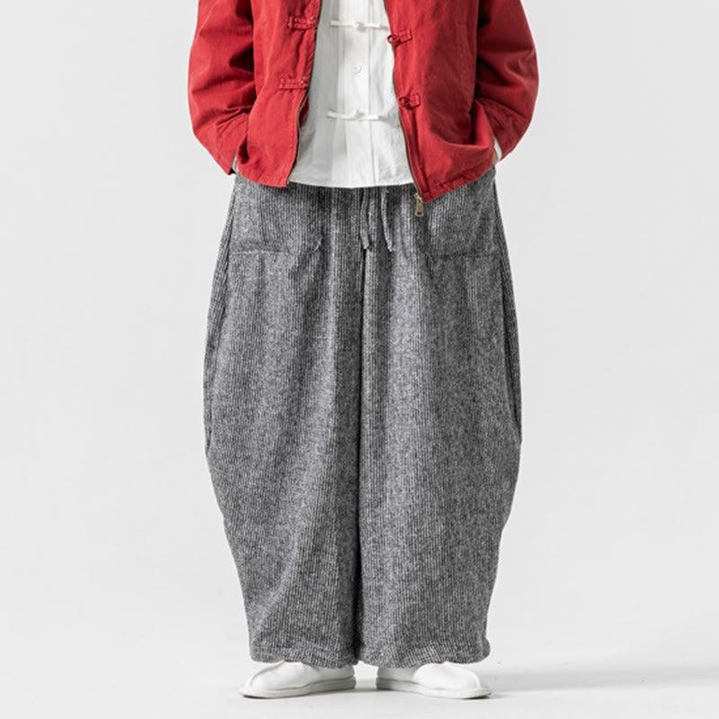 Buddha Stones Daily Herrenhose aus Baumwolle mit weitem Bein und Taschen, einfarbig, Kordelzug-Design - image 32
