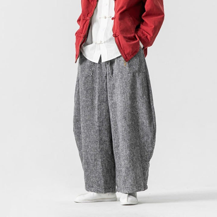 Buddha Stones Daily Herrenhose aus Baumwolle mit weitem Bein und Taschen, einfarbig, Kordelzug-Design - image 31
