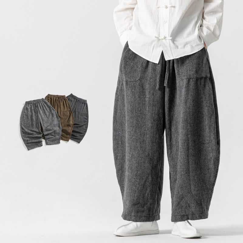 Buddha Stones Daily Herrenhose aus Baumwolle mit weitem Bein und Taschen, einfarbig, Kordelzug-Design - Dunkelgrau - US/ UK/AU46，EU56 (5XL) - image 0