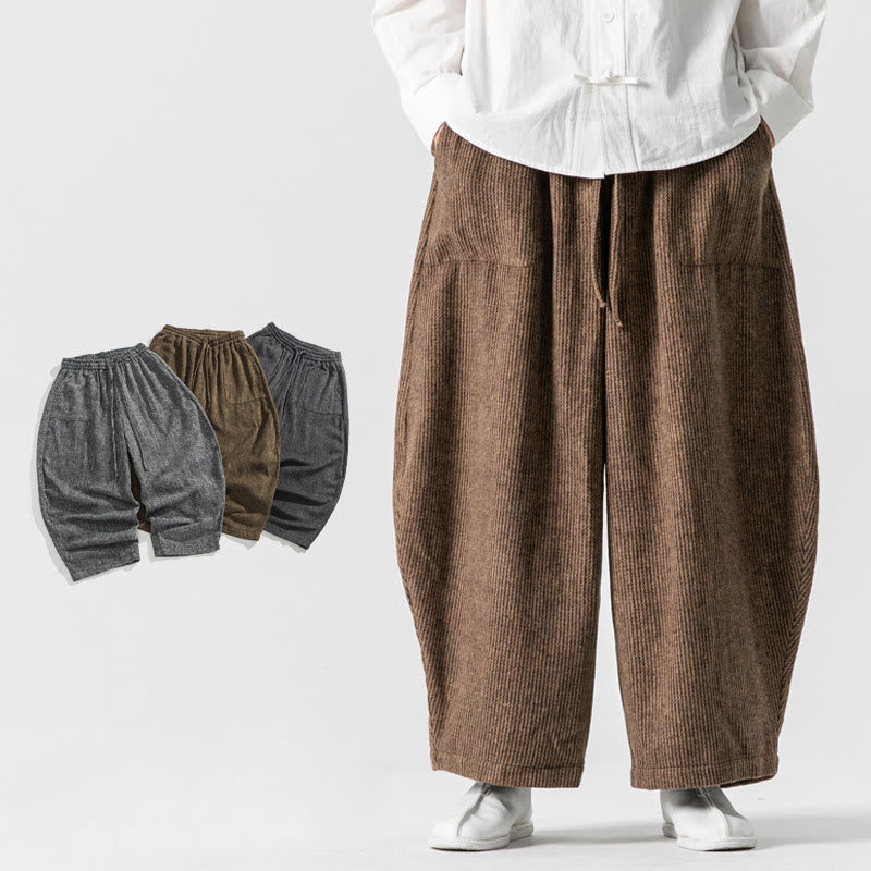 Buddha Stones Daily Herrenhose aus Baumwolle mit weitem Bein und Taschen, einfarbig, Kordelzug-Design - Sienna - US/ UK/AU46，EU56 (5XL) - image 10