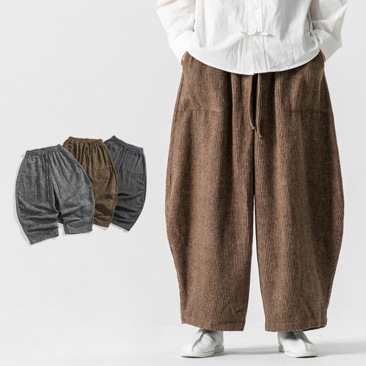 Buddha Stones Daily Herrenhose aus Baumwolle mit weitem Bein und Taschen, einfarbig, Kordelzug-Design - Sienna - US/ UK/AU46，EU56 (5XL) - image 10