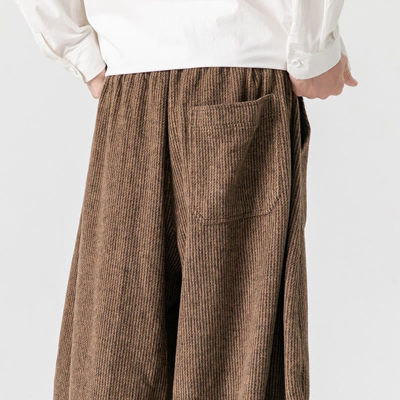 Buddha Stones Daily Herrenhose aus Baumwolle mit weitem Bein und Taschen, einfarbig, Kordelzug-Design - image 22