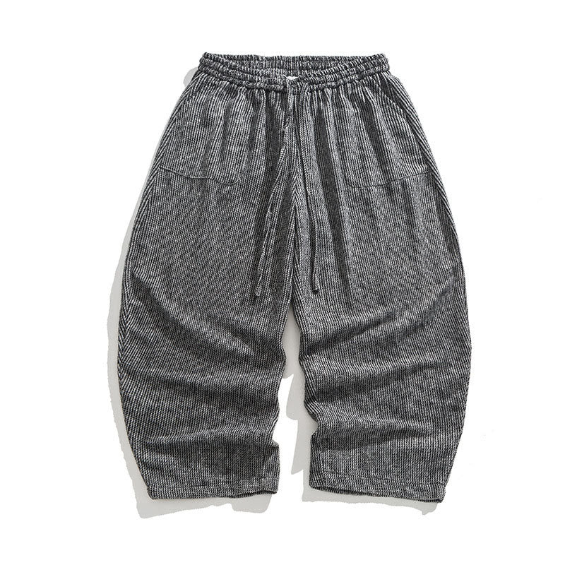 Buddha Stones Daily Herrenhose aus Baumwolle mit weitem Bein und Taschen, einfarbig, Kordelzug-Design - image 9