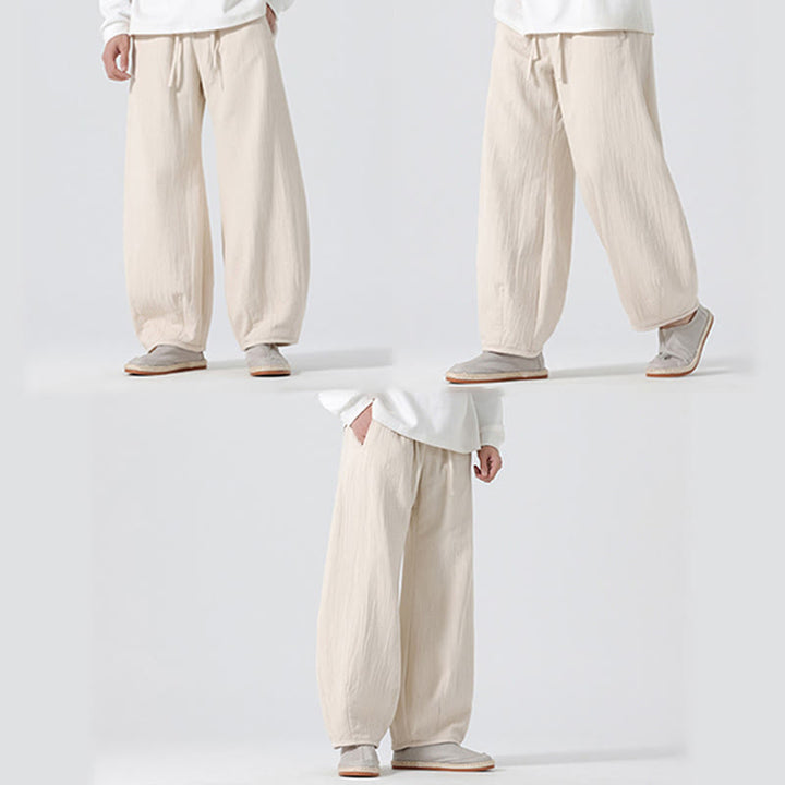 Buddha Stones Daily Kordelzug Herrenhose im chinesischen Zen-Stil mit weitem Bein aus reiner Baumwolle und Taschen - image 8