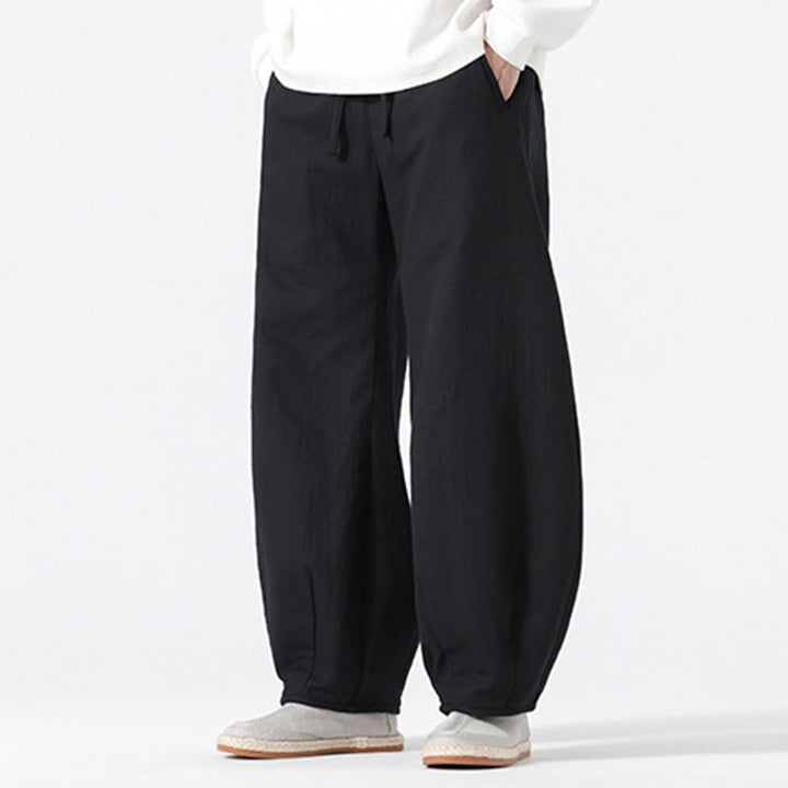 Buddha Stones Daily Kordelzug Herrenhose im chinesischen Zen-Stil mit weitem Bein aus reiner Baumwolle und Taschen - image 20