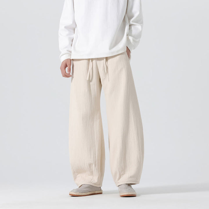 Buddha Stones Daily Kordelzug Herrenhose im chinesischen Zen-Stil mit weitem Bein aus reiner Baumwolle und Taschen - image 4