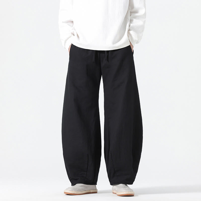 Buddha Stones Daily Kordelzug Herrenhose im chinesischen Zen-Stil mit weitem Bein aus reiner Baumwolle und Taschen - image 19