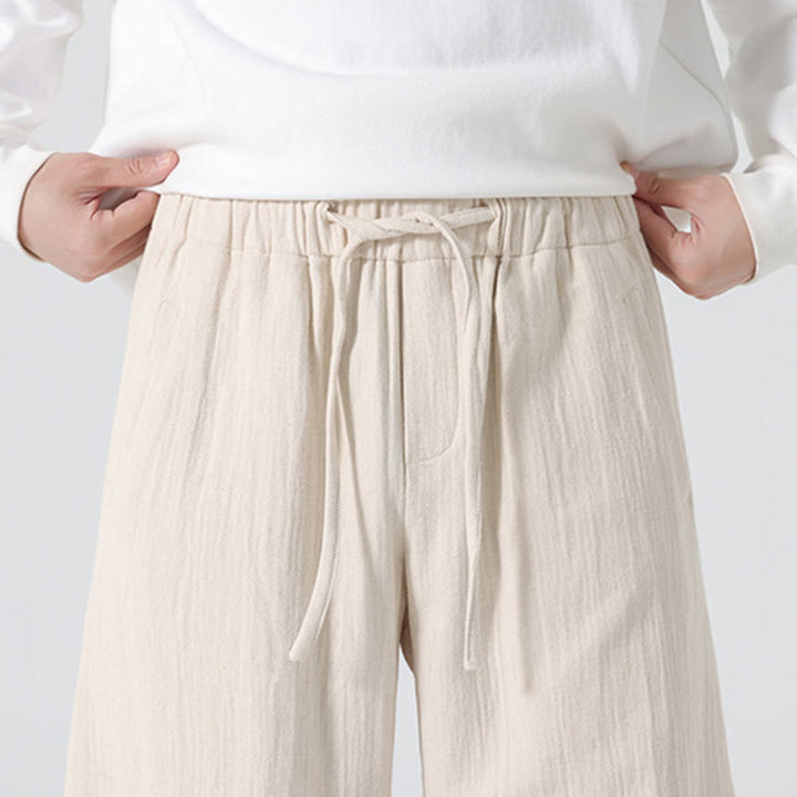 Buddha Stones Daily Kordelzug Herrenhose im chinesischen Zen-Stil mit weitem Bein aus reiner Baumwolle und Taschen - image 6