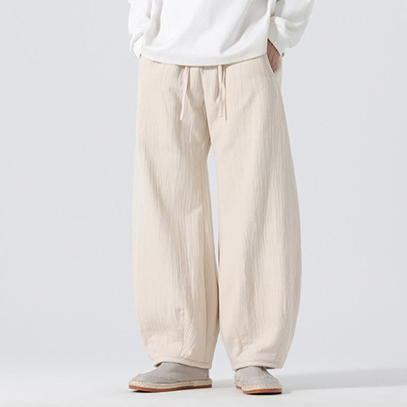 Buddha Stones Daily Kordelzug Herrenhose im chinesischen Zen-Stil mit weitem Bein aus reiner Baumwolle und Taschen - image 3