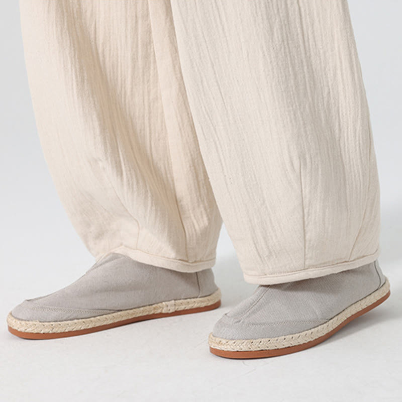 Buddha Stones Daily Kordelzug Herrenhose im chinesischen Zen-Stil mit weitem Bein aus reiner Baumwolle und Taschen - image 7